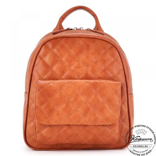 Женский кожаный рюкзак "Гермиона" (рыжий). фото 1